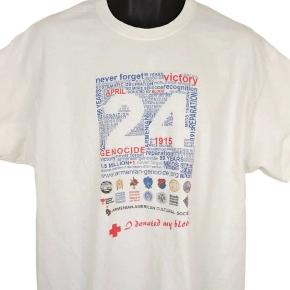 Armenian Genocide T Shirt Mens Size XL White 1915 Never Forget Cultural Society
